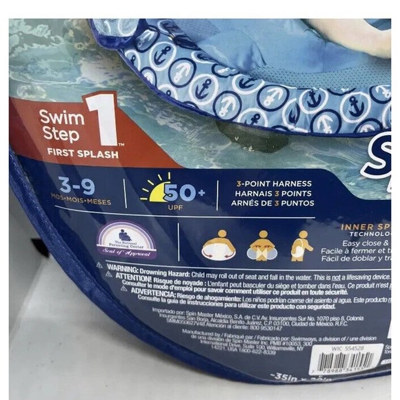 SwimWays Infant Baby Spring Float Blue Swim Step 1 Float Sun Canopy New - Picture 5 of 12
